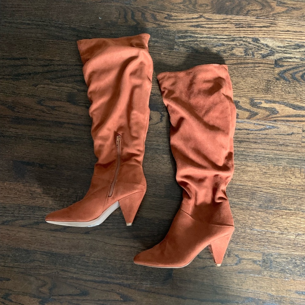 Express Faux Suede Slouchy Boots